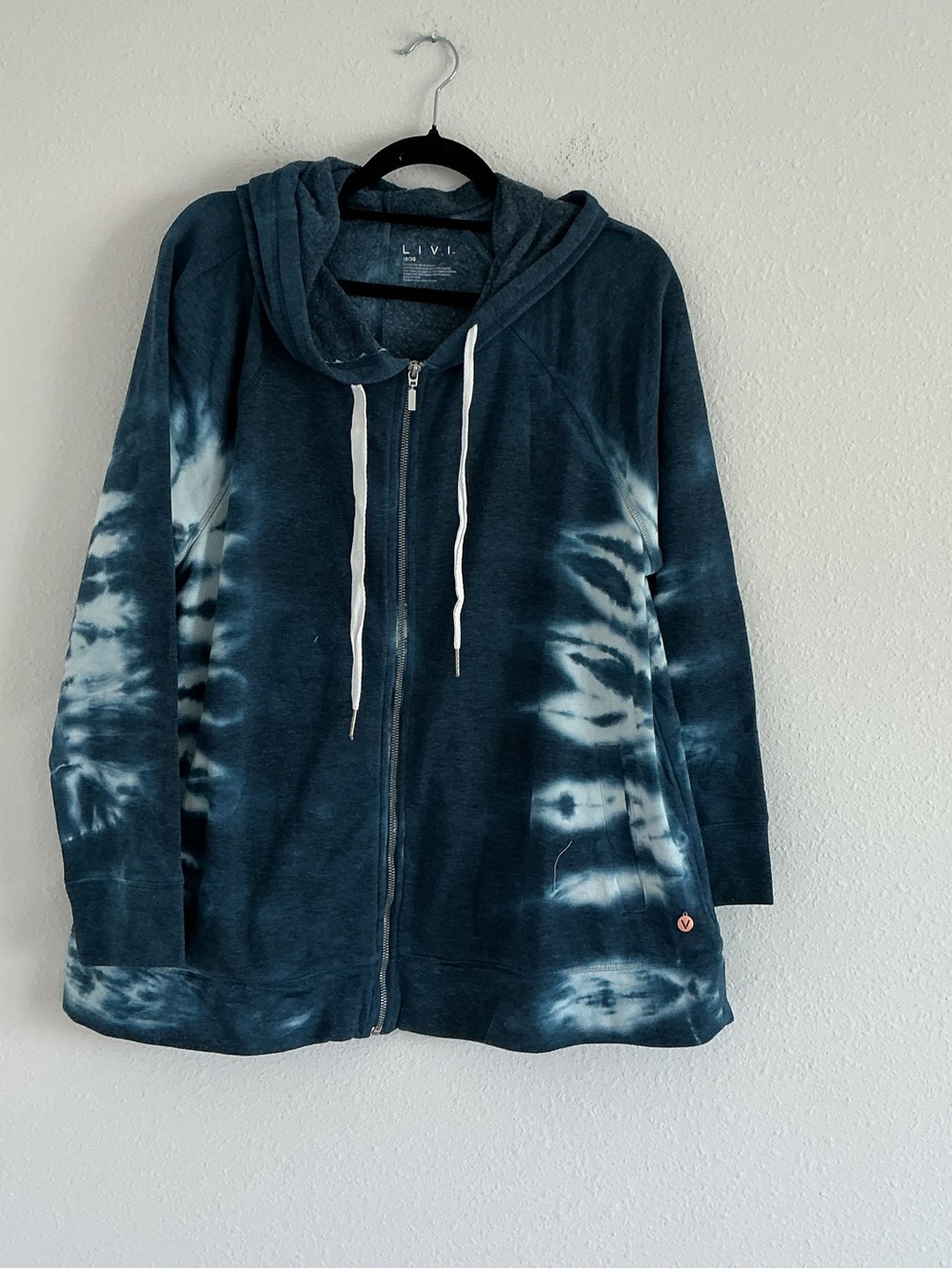 Livi Active Navy Blue Tie-Dye Zip Hoodie